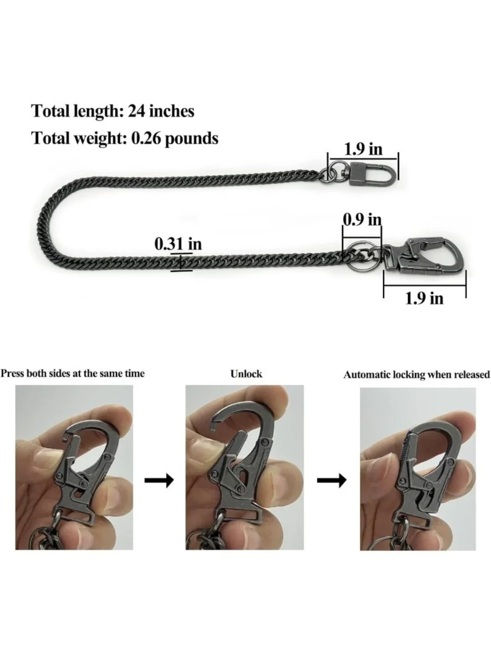 Everyday Wallet Chain for Men - Double Lock Security Keychain & Pants Accessory